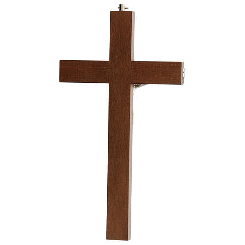 Wood crucifix with metallic body of Christ and plexiglass insters 20 cm 3