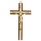 Crucifix in mahogany wood with golden metal Christ body inserts 15 cm s1