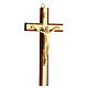 Crucifix in mahogany wood with golden metal Christ body inserts 15 cm s2
