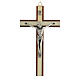 Crucifix bois acajou inserts corps Christ métal argenté 15 cm s1