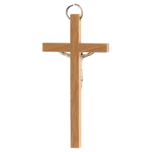 Holzkreuz mit Christuskőrper aus Metall, 11 cm 3