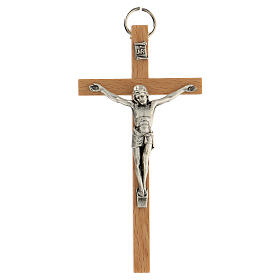 Cross with body of Christ, wood and metal, 11 cm
