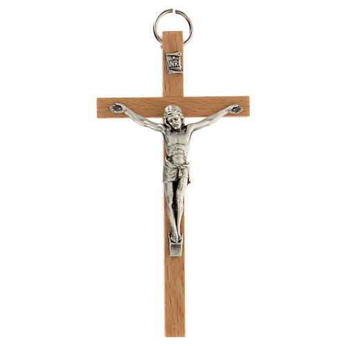 Cross with body of Christ, wood and metal, 11 cm 1