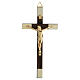 Walnut wood cross with golden body of Christ 13 cm s1