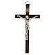 Cross of walnut wood, metallic body of Christ, 11 cm s1