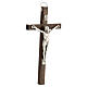 Cross of walnut wood, metallic body of Christ, 11 cm s2