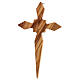 Olivewood crucifix with pointy arms, metallic body of Christ, 19 cm s3