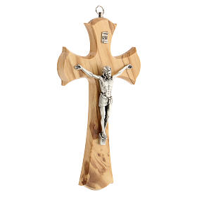 Crucifix bois olivier 20 cm corps Christ métal