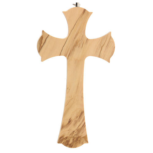 Crucifix bois olivier 20 cm corps Christ métal 3