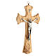 Crucifix bois olivier 20 cm corps Christ métal s2