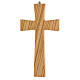 Shaped wall crucifix in olive wood 20 cm, body of Christ in metal s3