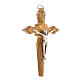 Olive wood wall crucifix with metal Christ body 11 cm s2