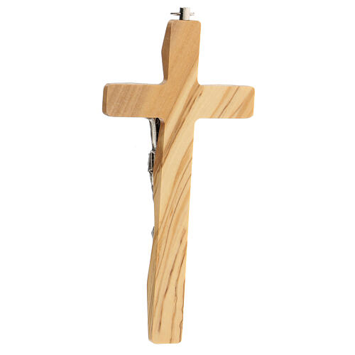 Crucifix of olivewood, metal body of Christ, 16 cm 3
