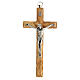 Catholic wall crucifix in olive wood with metal body of Christ 16 cm s1