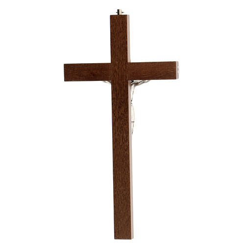 Crocifisso legno inserti plexiglas Cristo metallo 25 cm 3