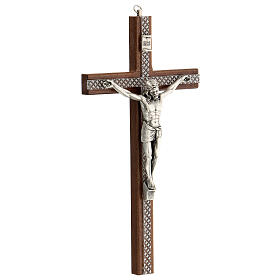 Crucifixo de madeira inserções de acrílico, Cristo em metal 25 cm