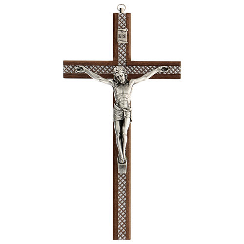 Wooden wall crucifix with metal plexiglas inserts Christ 25 cm 1