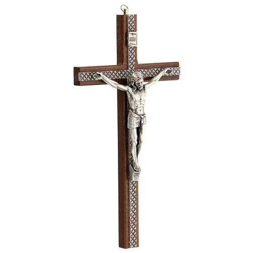 Wooden wall crucifix with metal plexiglas inserts Christ 25 cm 2