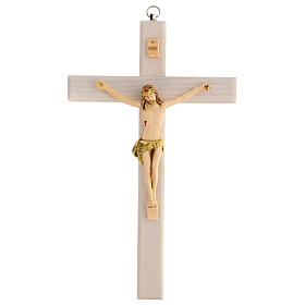 Crucifix with painted body of Christ, varnished ash wood