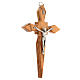 Olivewood crucifix, pointy arms, metal body of Christ, 15 cm s2