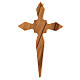 Olivewood crucifix, pointy arms, metal body of Christ, 15 cm s3