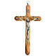Kruzifix aus abgerundetem Olivenbaumholz mit Jesus aus Metall, 20 cm s1