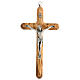 Crucifixo redondo em madeira de oliveira Jesus metal 20 cm s1