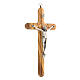 Rounded olive wood crucifix Jesus metal 20 cm s2