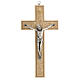 Wood crucifix, leaf design, metallic body of Christ, 24 cm s1