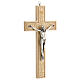 Wood crucifix, leaf design, metallic body of Christ, 24 cm s2