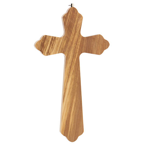 Crucifix trilobé olivier INRI et Christ métal 25 cm 3