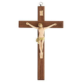 Crucifix bois frêne verni INRI 23 cm