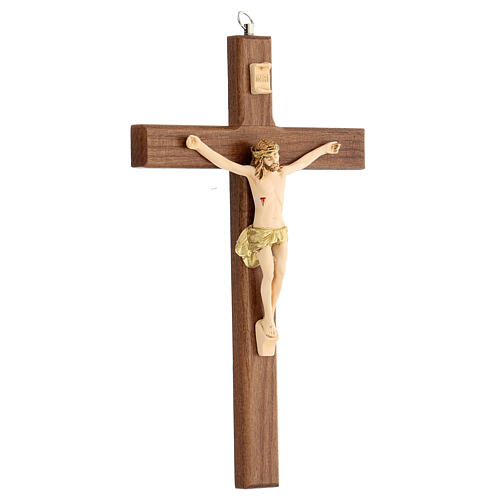 Crucifix bois frêne verni INRI 23 cm 2