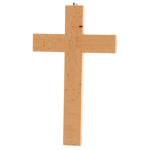 Wall crucifix, walnut and pear wood, metallic body of Christ, 30 cm 3