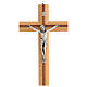 Wall crucifix, walnut and pear wood, metallic body of Christ, 30 cm s1