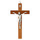 Pear wood crucifix, metal body of Christ, 20 cm s1