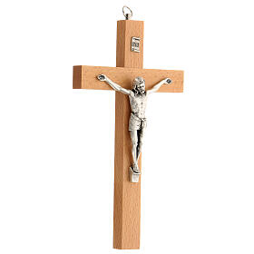 Crucifix bois poirier Christ métal 20 cm lisse
