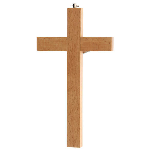 Crucifixo de madeira de pera com metal de Cristo 20 cm liso 3