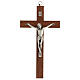 Crucifixo em madeira de mogno Cristo em metal prateado INRI 20 cm s1