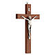 Crucifixo em madeira de mogno Cristo em metal prateado INRI 20 cm s2