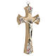 Kruzifix mit bunten gedruckten Dekorationen und Christus aus versilbertem Metall, 15 cm s2
