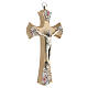 Crucifix with printed colourful decorations and metallic body of Christ 15 cm s2