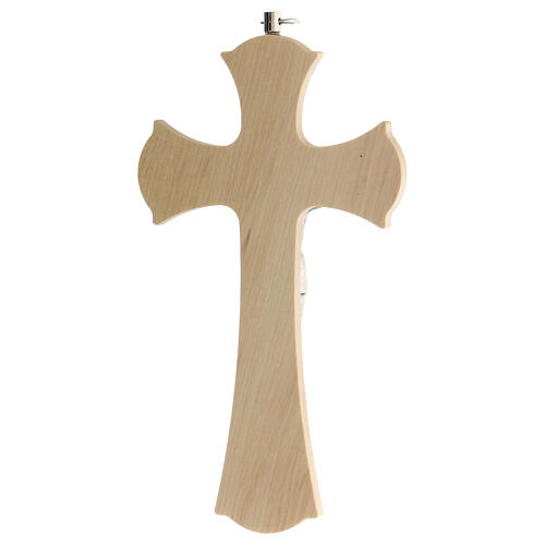 Crucifixo com enfeites coloridos impressos, Cristo em metal prateado 15 cm 3