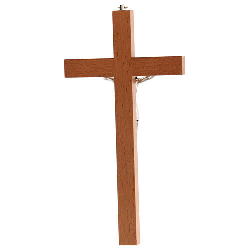Crucifixo Cristo de metal madeira pereira lisa 25 cm 3