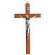 Crucifixo Cristo de metal madeira pereira lisa 25 cm s1