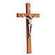 Crucifixo Cristo de metal madeira pereira lisa 25 cm s2