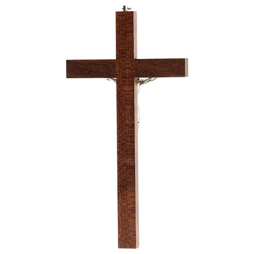 Mahogany cross with metallic Christ 25 cm 3