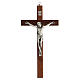 Mahogany cross with metallic Christ 25 cm s1