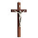 Mahogany cross with metallic Christ 25 cm s2