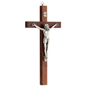 Croix acajou Christ métal 25 cm